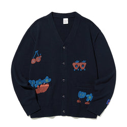 KIRSH X MISAKI KAWAI PATTERN CARDIGAN [NAVY]