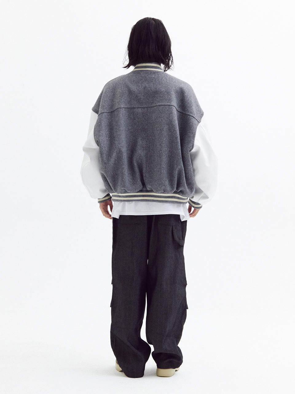 Stripe parachute denim Pants Black