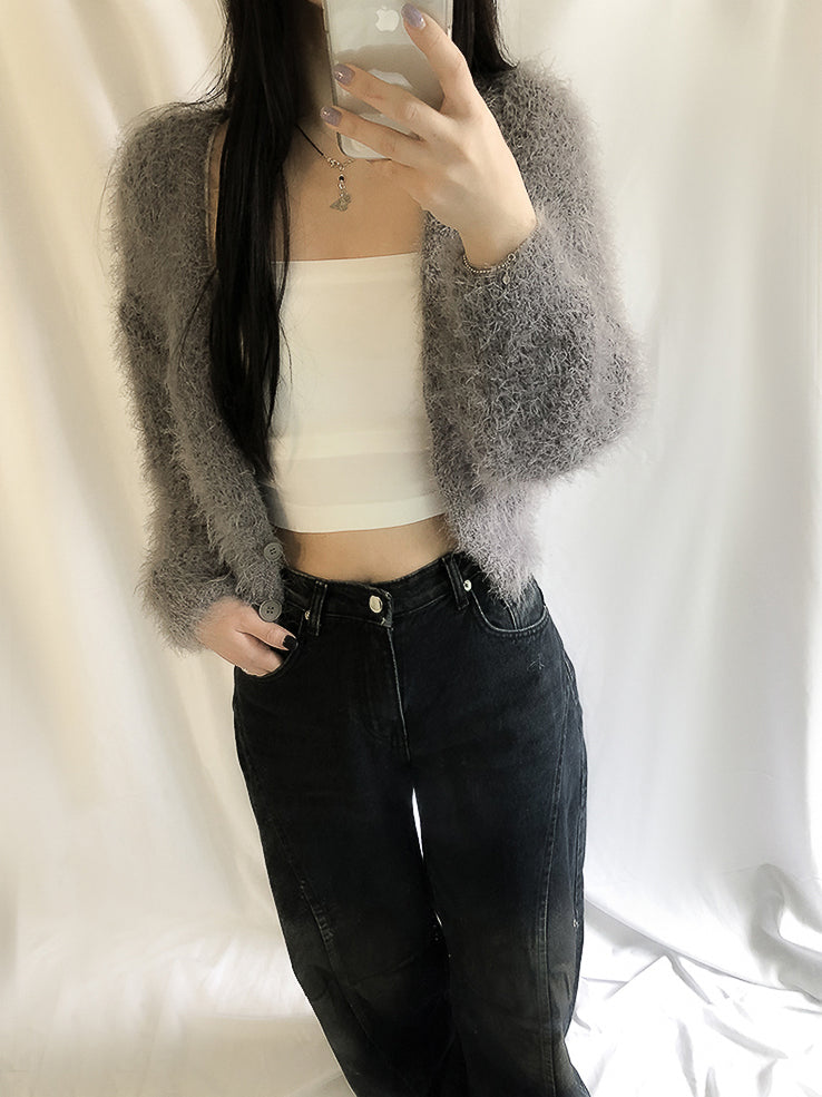 (8color) angel boucle fur cardigan