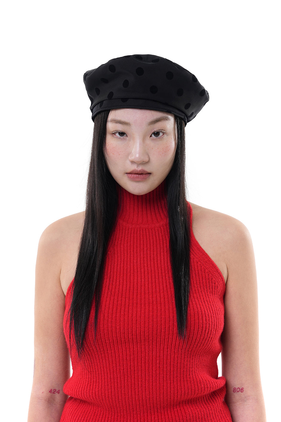 DOT BERET HAT / BLACK