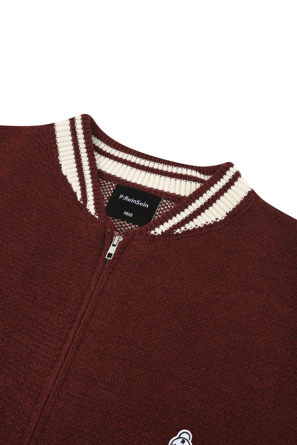 two-tone knit varsity