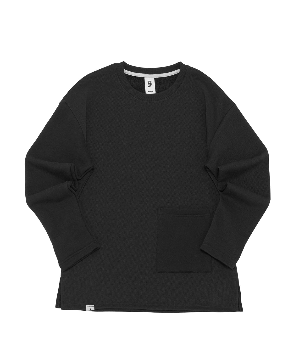 KNIT X TERRY COMBINATION POCKET TEE (Black)