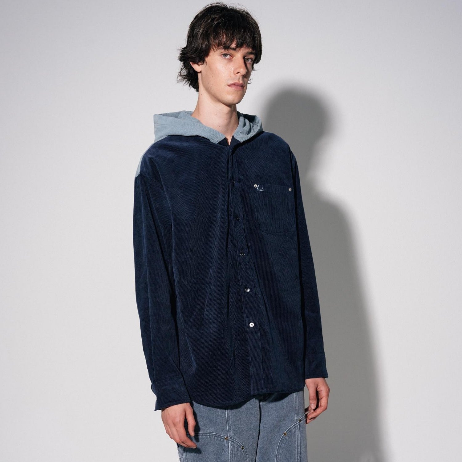 corduroy shirt hoodie [navy]