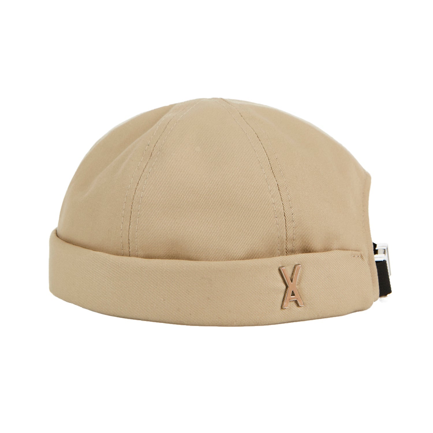 Twill Metal Buckle Watch Cap Beige