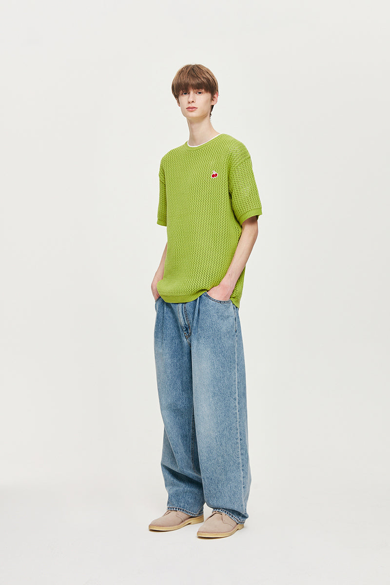 UNI SMALL CHERRY SHORT SLEEVED KNIT KS [GREEN]