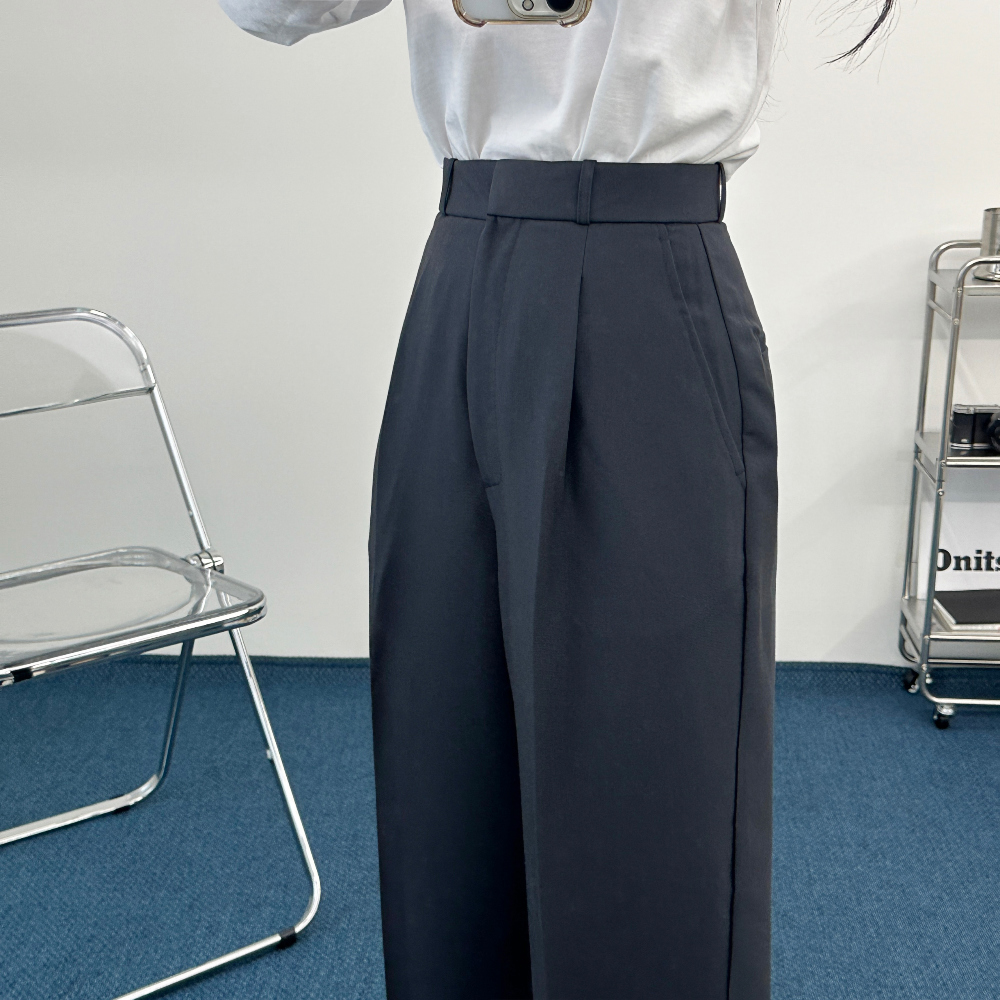 High waist tuck wide slacks