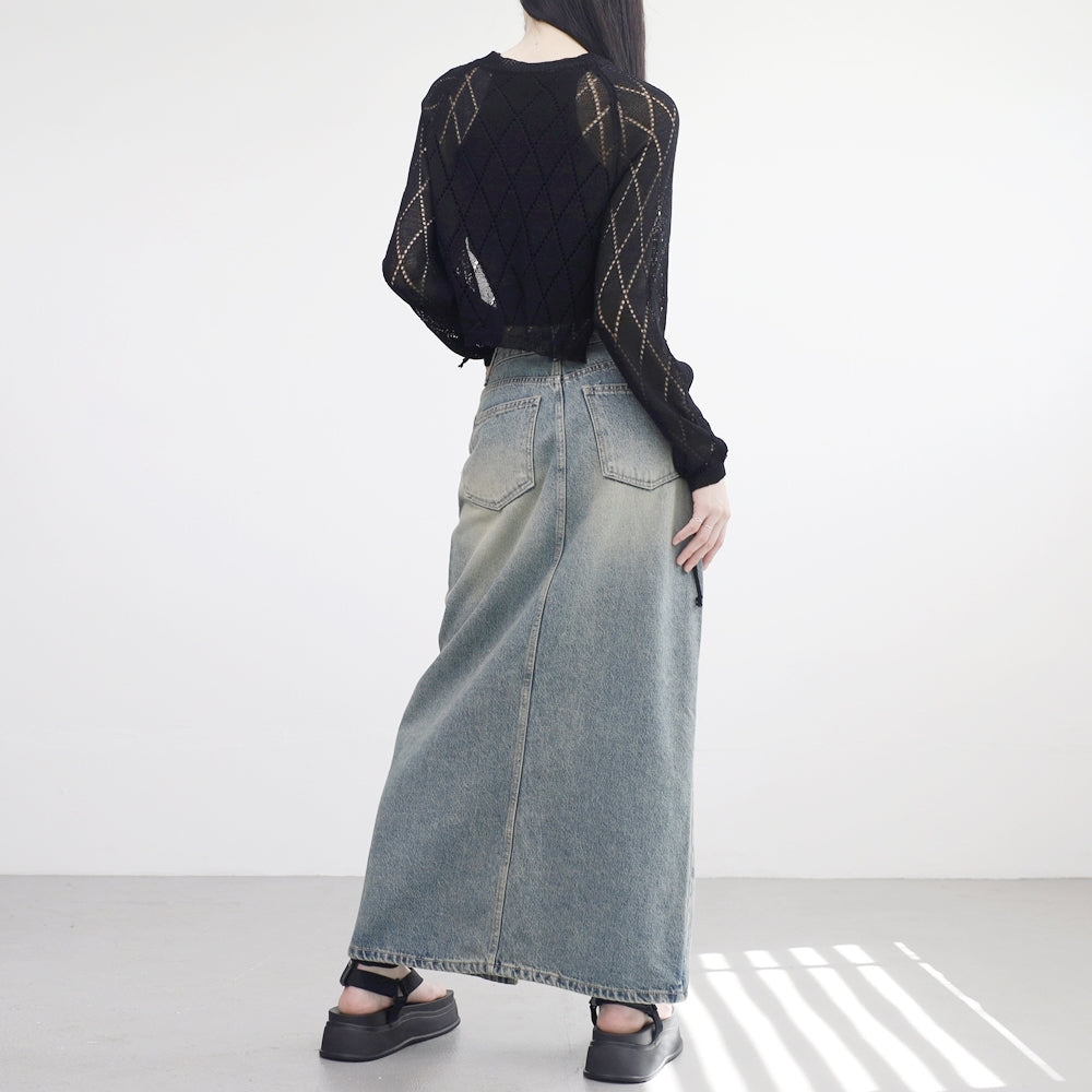 Pory Vintage Denim Long Skirt