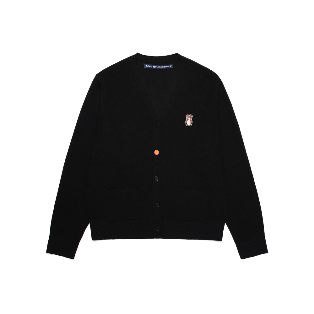 AQO ERIC BEAR CARDIGAN BLACK