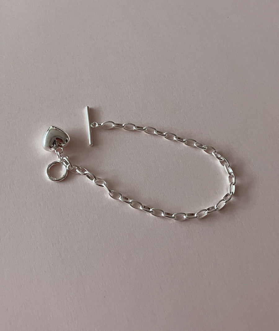 [92.5silver] heart toggle bracelet