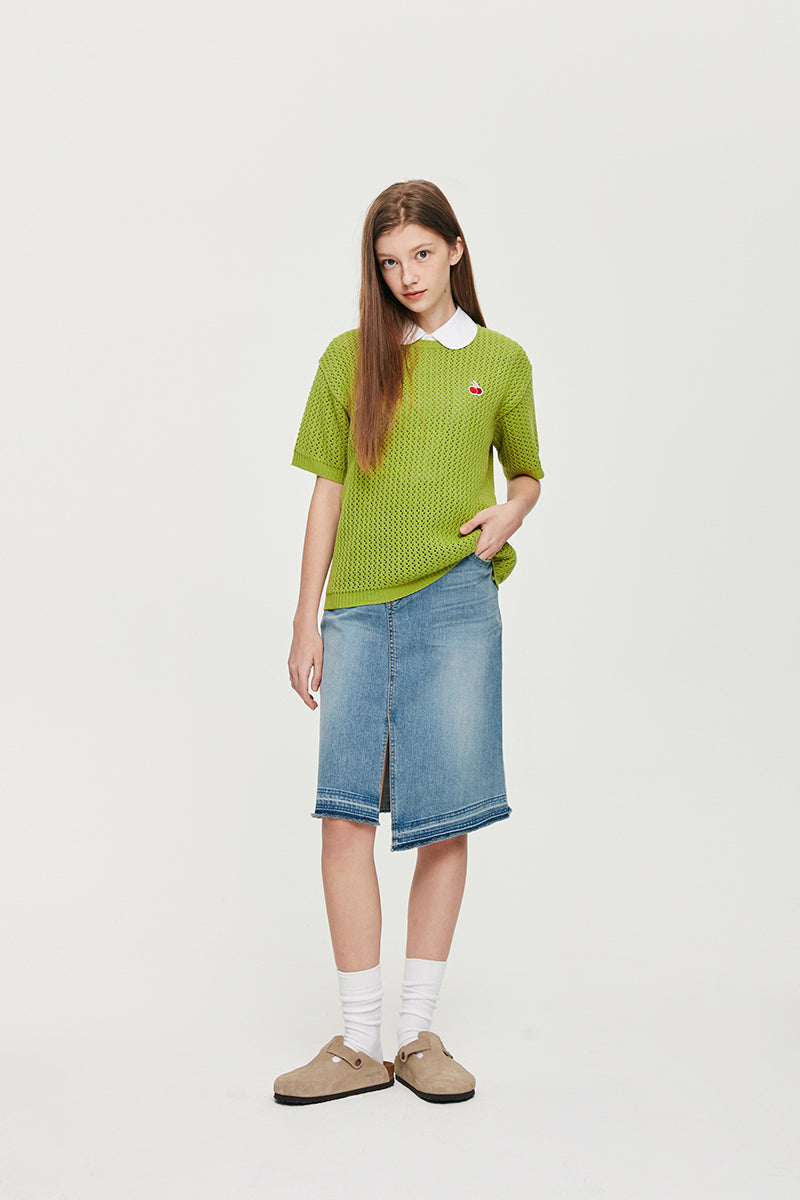 UNI SMALL CHERRY SHORT SLEEVED KNIT KS [GREEN]