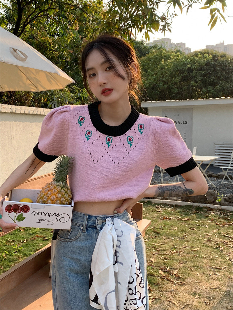 pink flower knit