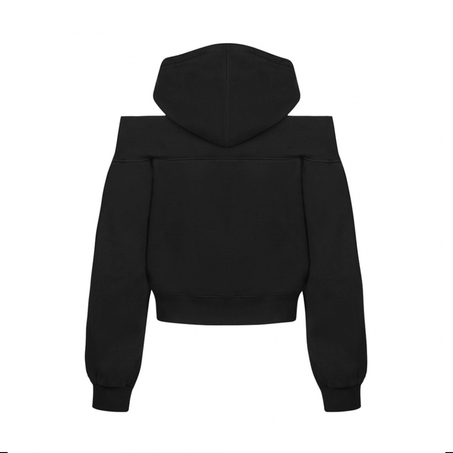 Open Shoulder Zip Up Hoodie (BLACK)