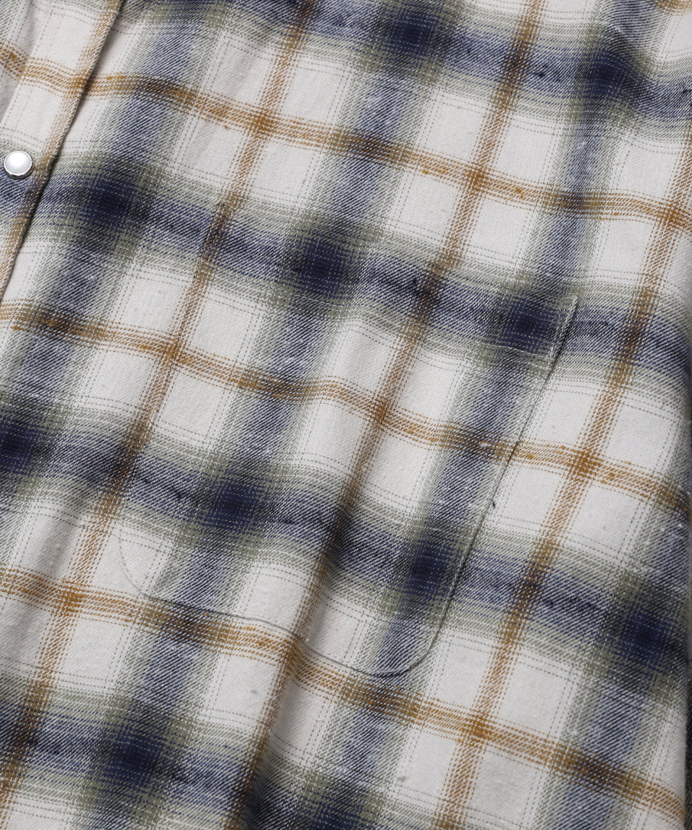 ROUNDED COLLAR CHECK SHIRT_IVORY