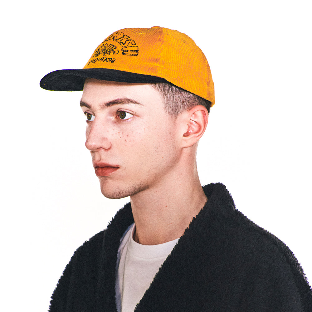 WEIRD SEMICIRCLE CORDUROY FLAT BRIM CAP (YELLOW)