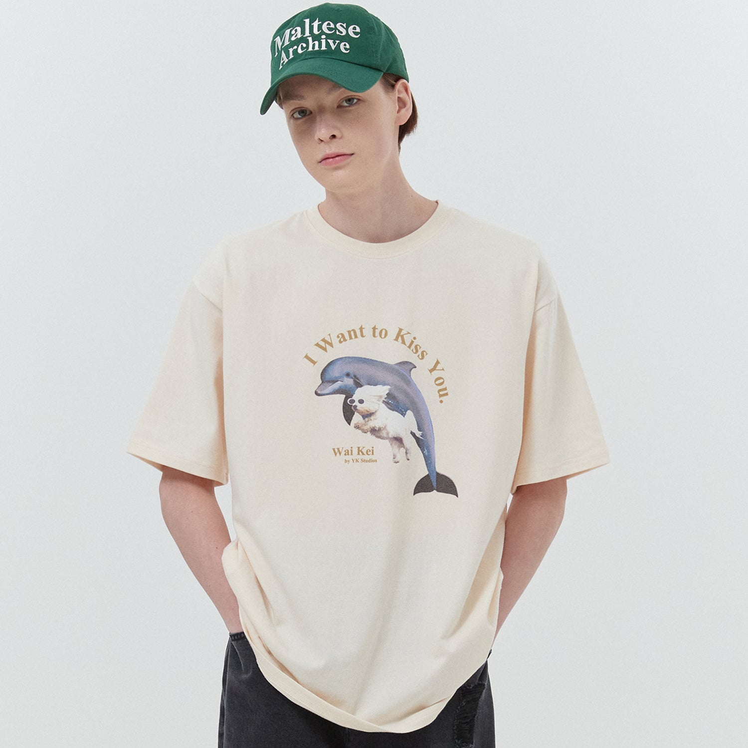 ドルフィンストライプボートネックTシャツ / Dolphin stripe boat neck