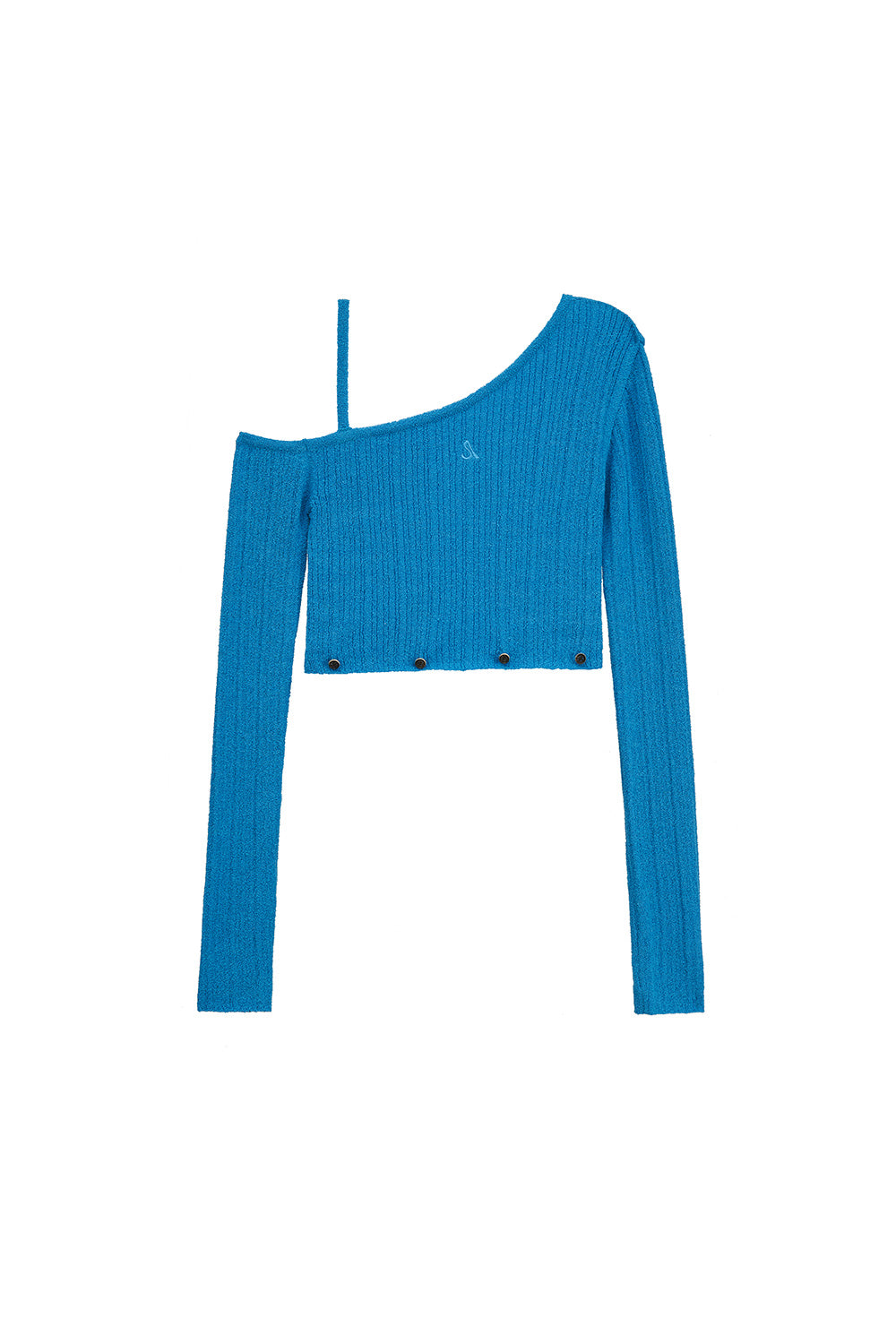 TWO WAY RIBBED ASYMMETRIC KNIT TOP (MARINE BLUE)