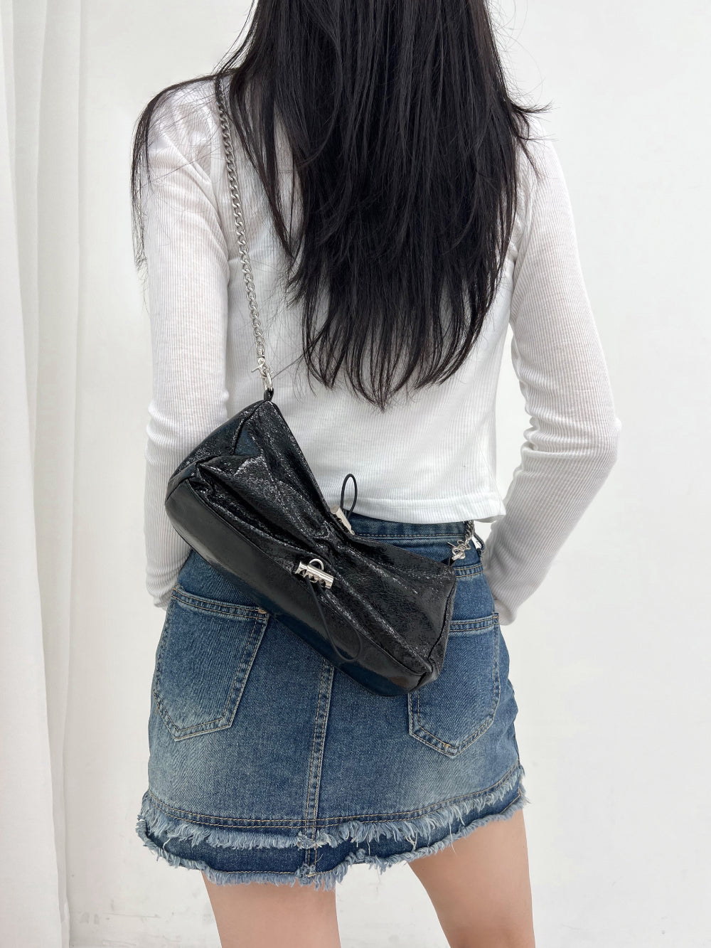 Double tassel denim mini skirts (Blue)