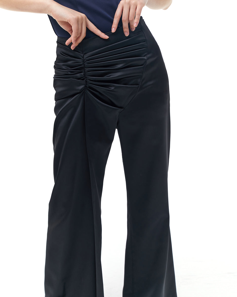 Satin Draped Trousers _ Black