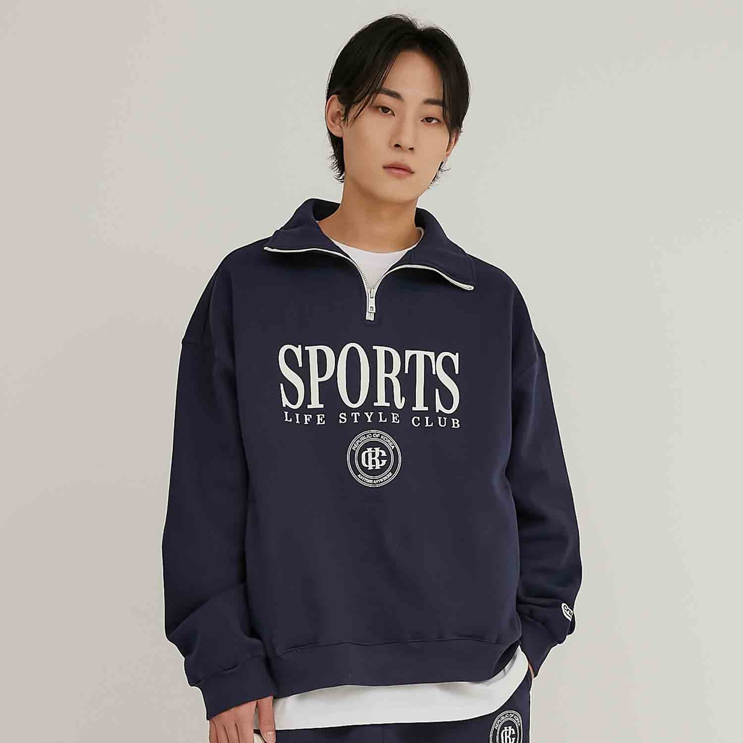 SPORTS EMBLEM ZIP-UP COLLAR SWEATSHIRTS