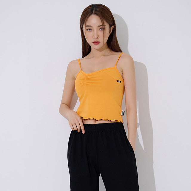 TOP(9397) Unbalance Shirring Crop Sleeveless