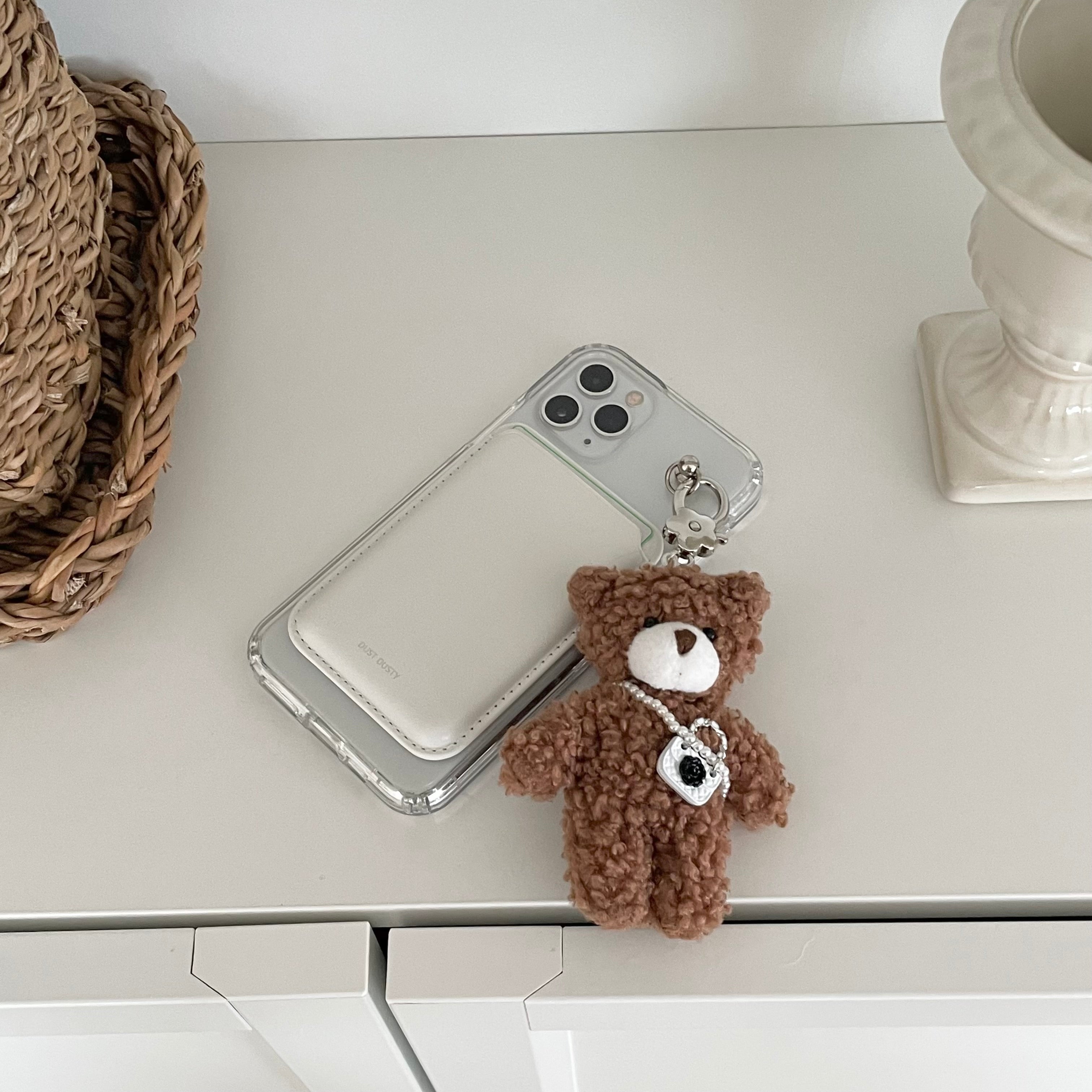 White MagSafe card case+keyring ring case