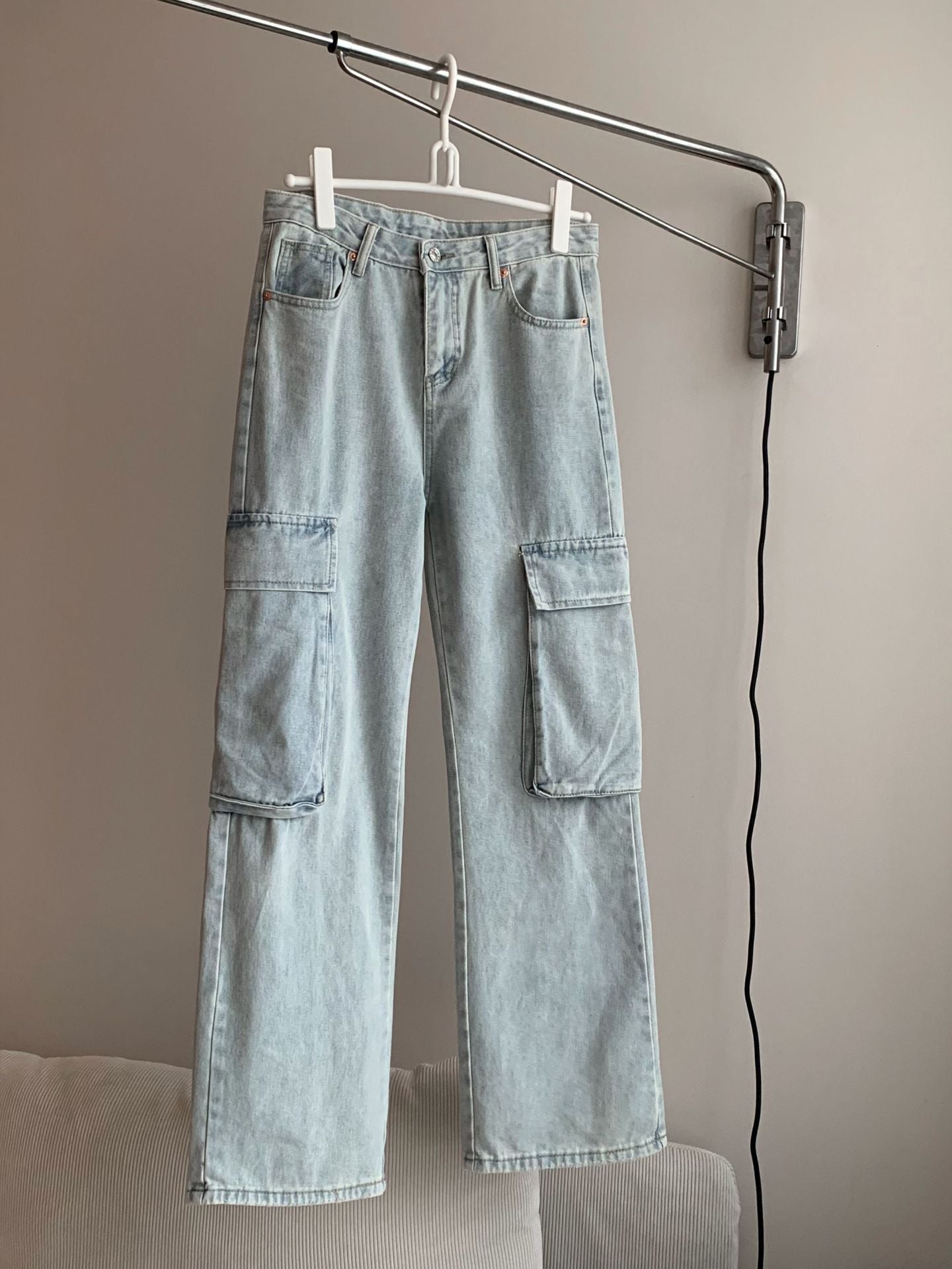 Light blue cargo denim pants