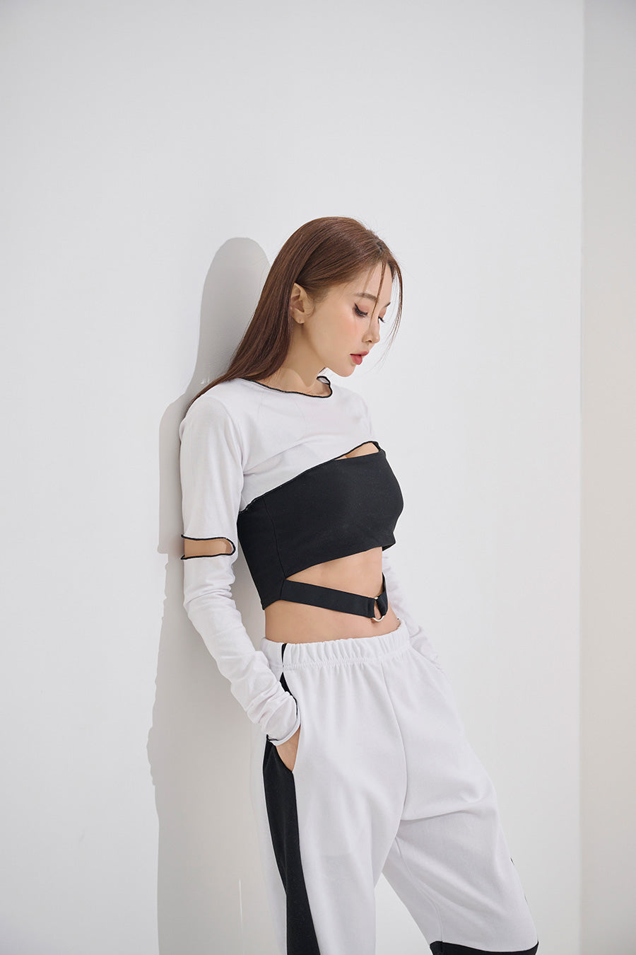 Unfooted Slit Crop Tee(9189)