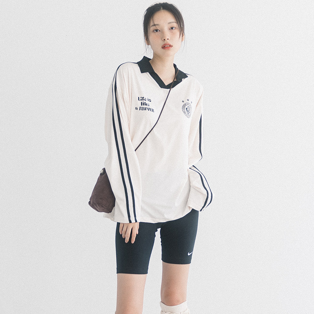 UNIFORM V-NECK JERSEY L/S TEE(IVORY)