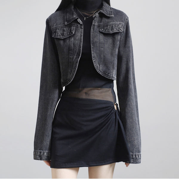 morint black and blue cropped jacket