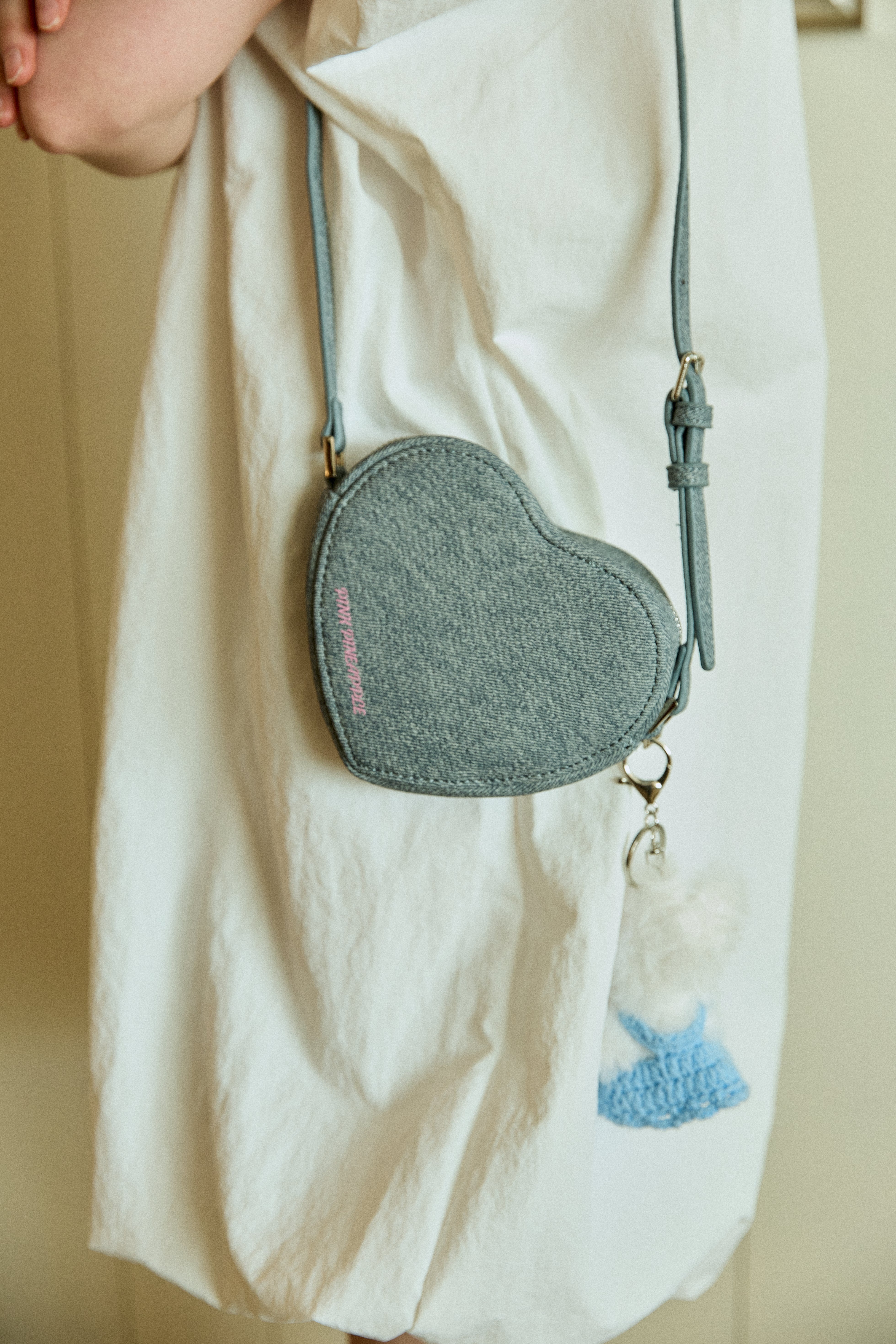 PETITE DENIM HEART BAG