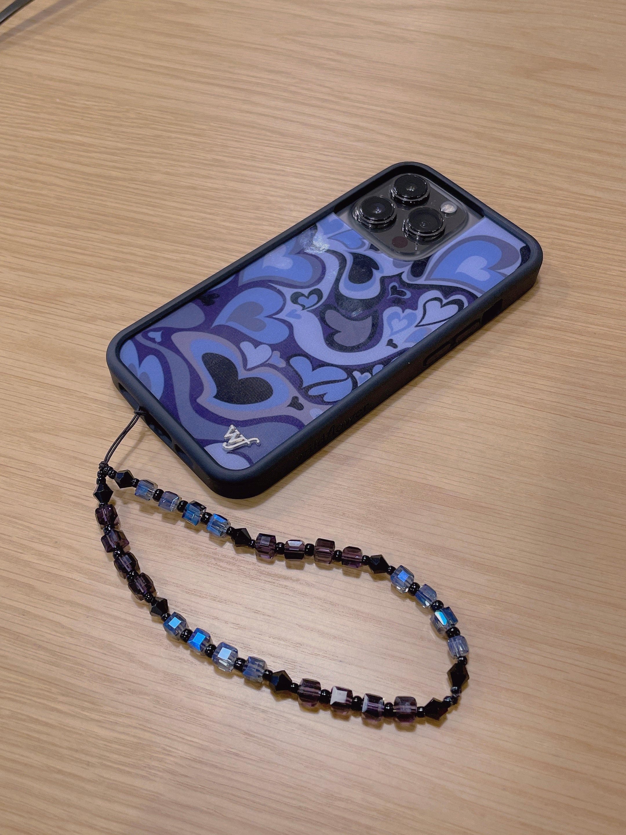 N_Deep Blue Purple Crystal Phone Strap