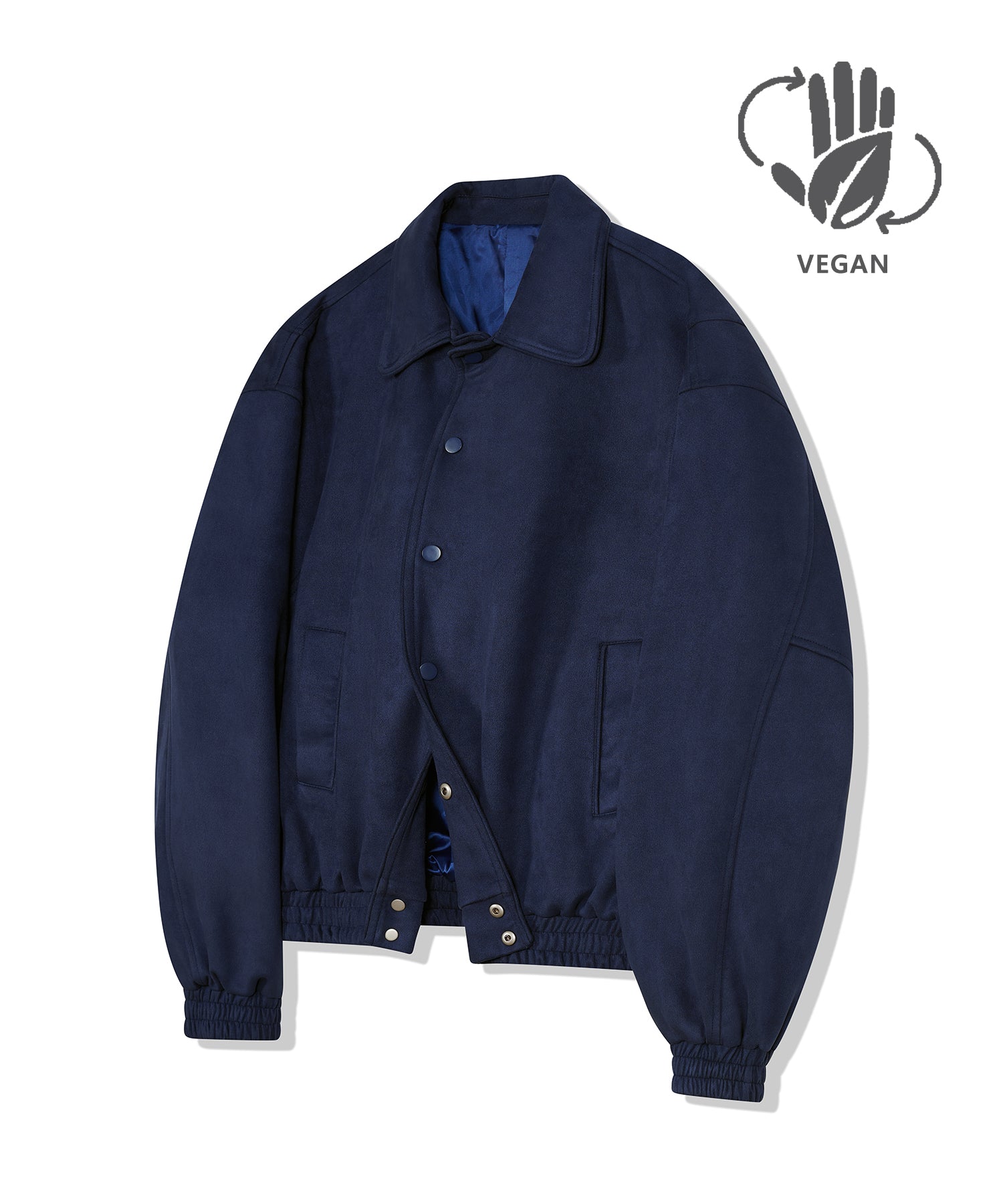 87-STAN031 [Vegan Suede] Voldest Stylish Line Varsity Suede Jacket Navy