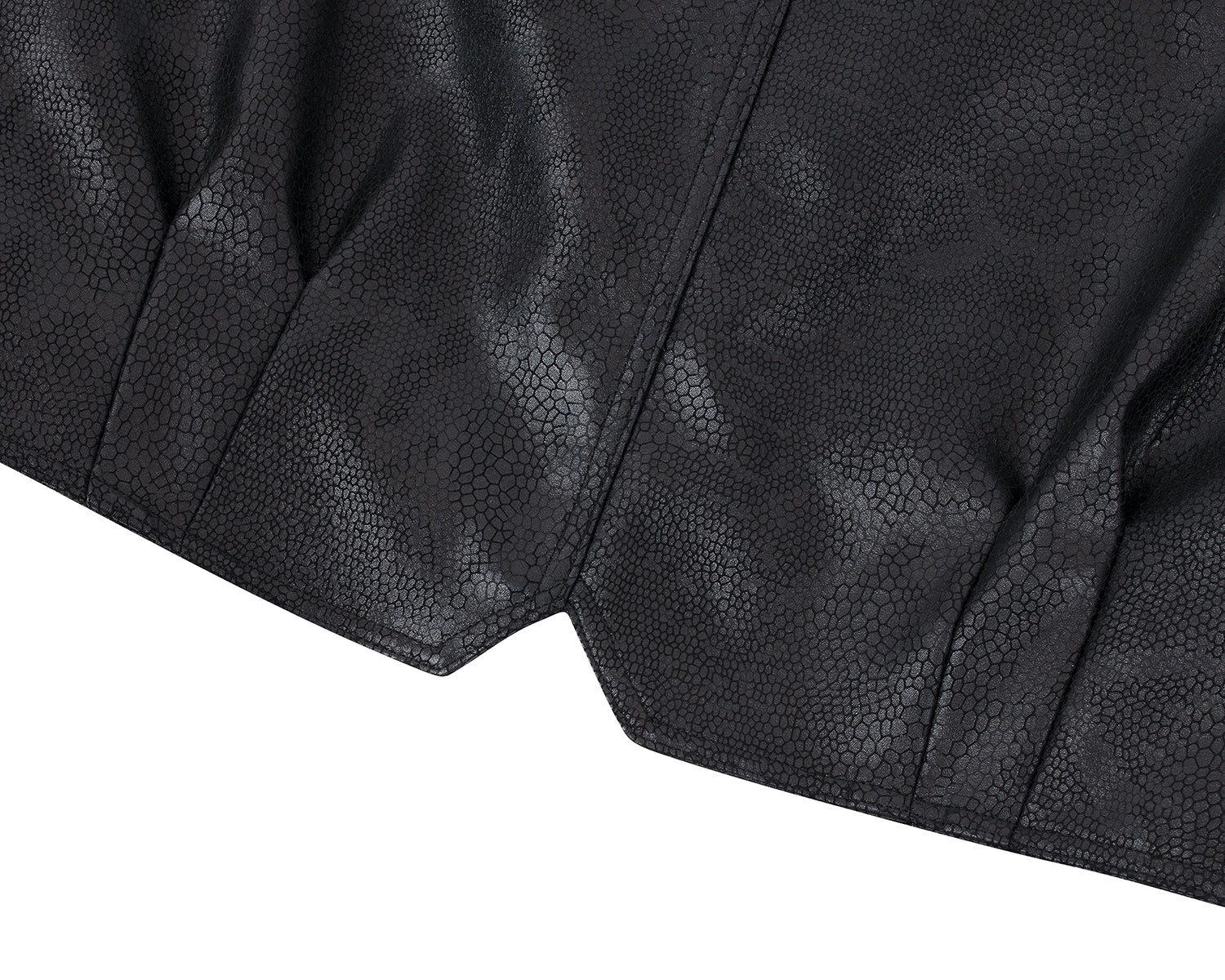 Faux-Leather Cropped Zip-Up Jacket _ Black