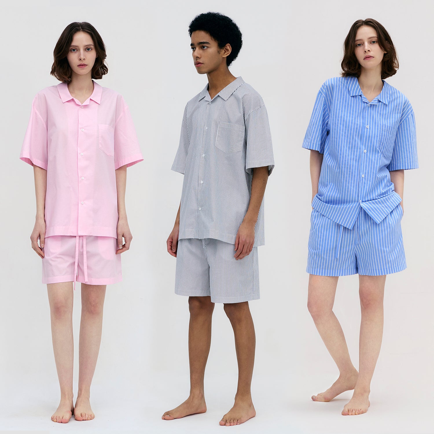 Stay Stripe Pajamas Short Set (3 Colors)