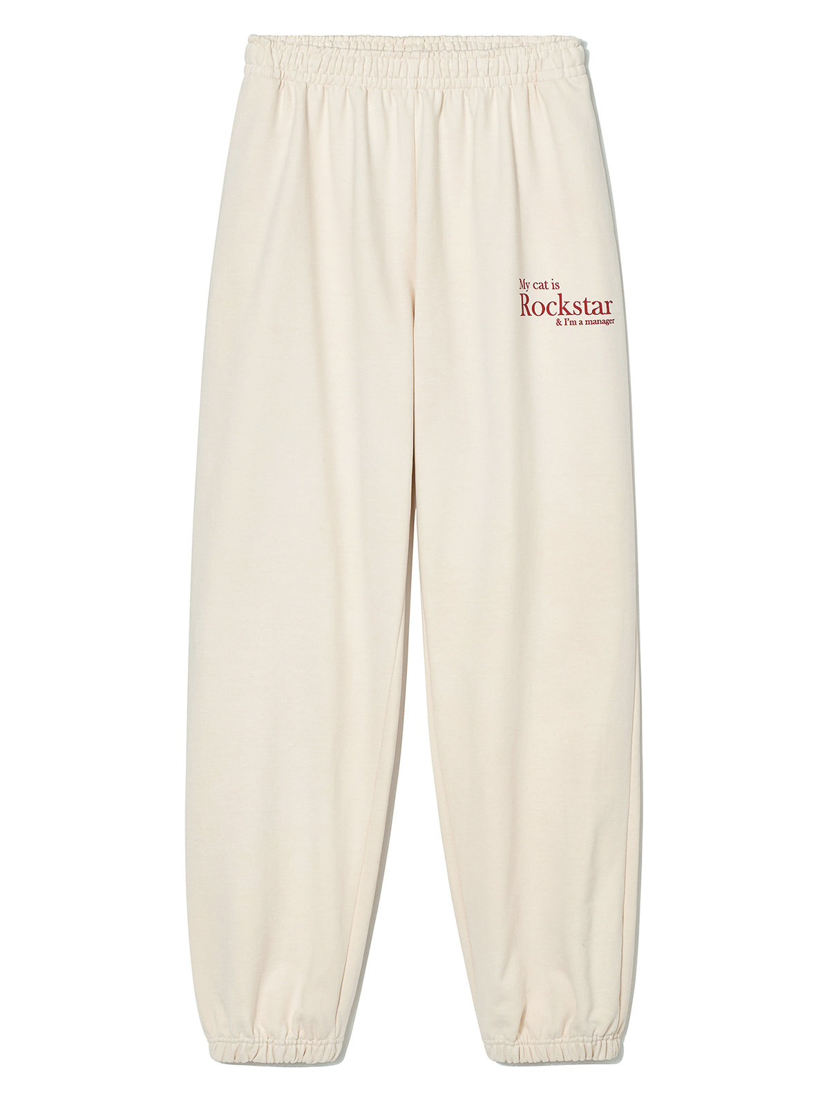 Smile Rockstar Sweatpants (Ivory/Red)