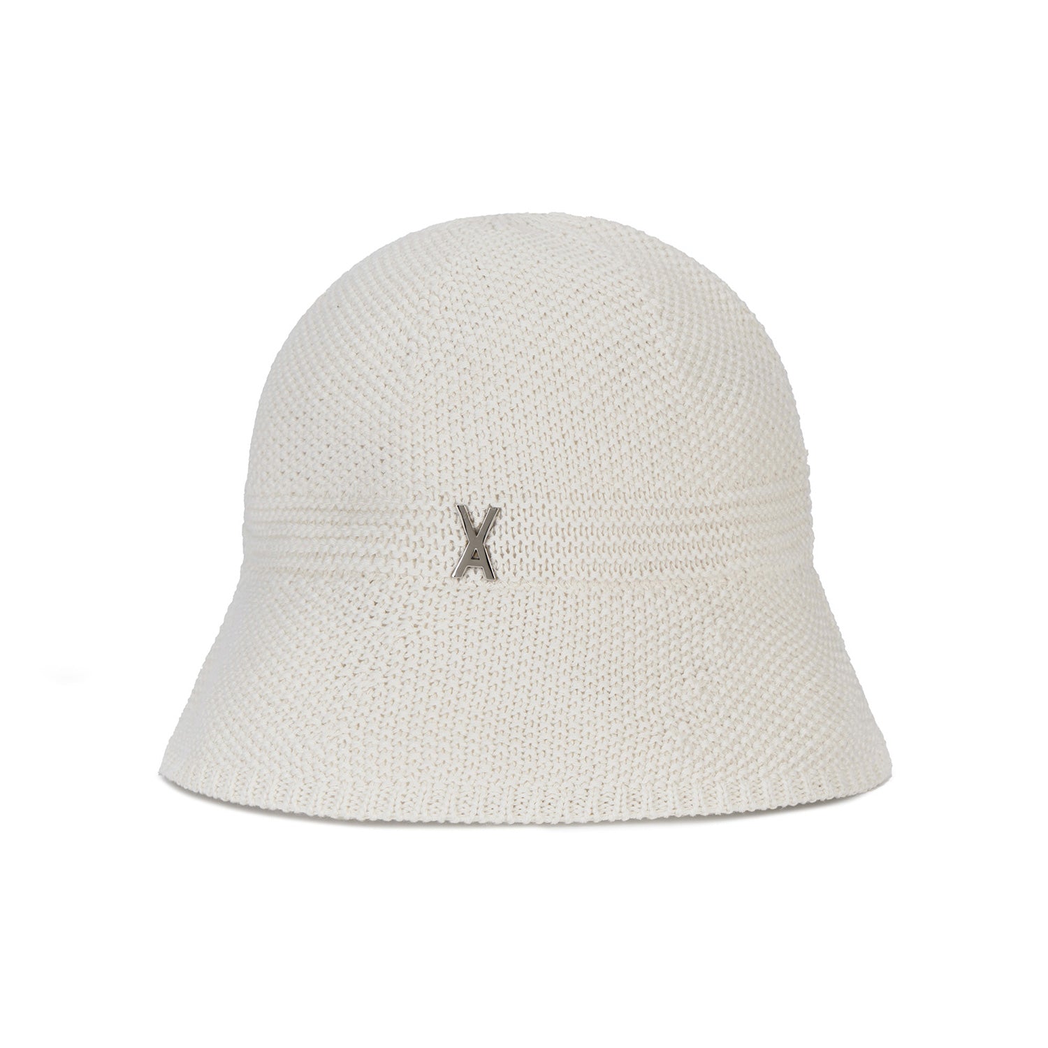 Stud logo summer knit bucket hat Cream