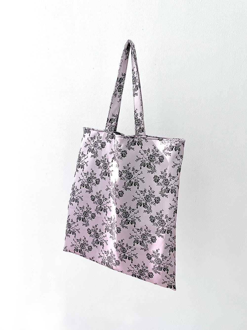 Rose Embroidery Satin Eco-bag (L/Rose Pink)