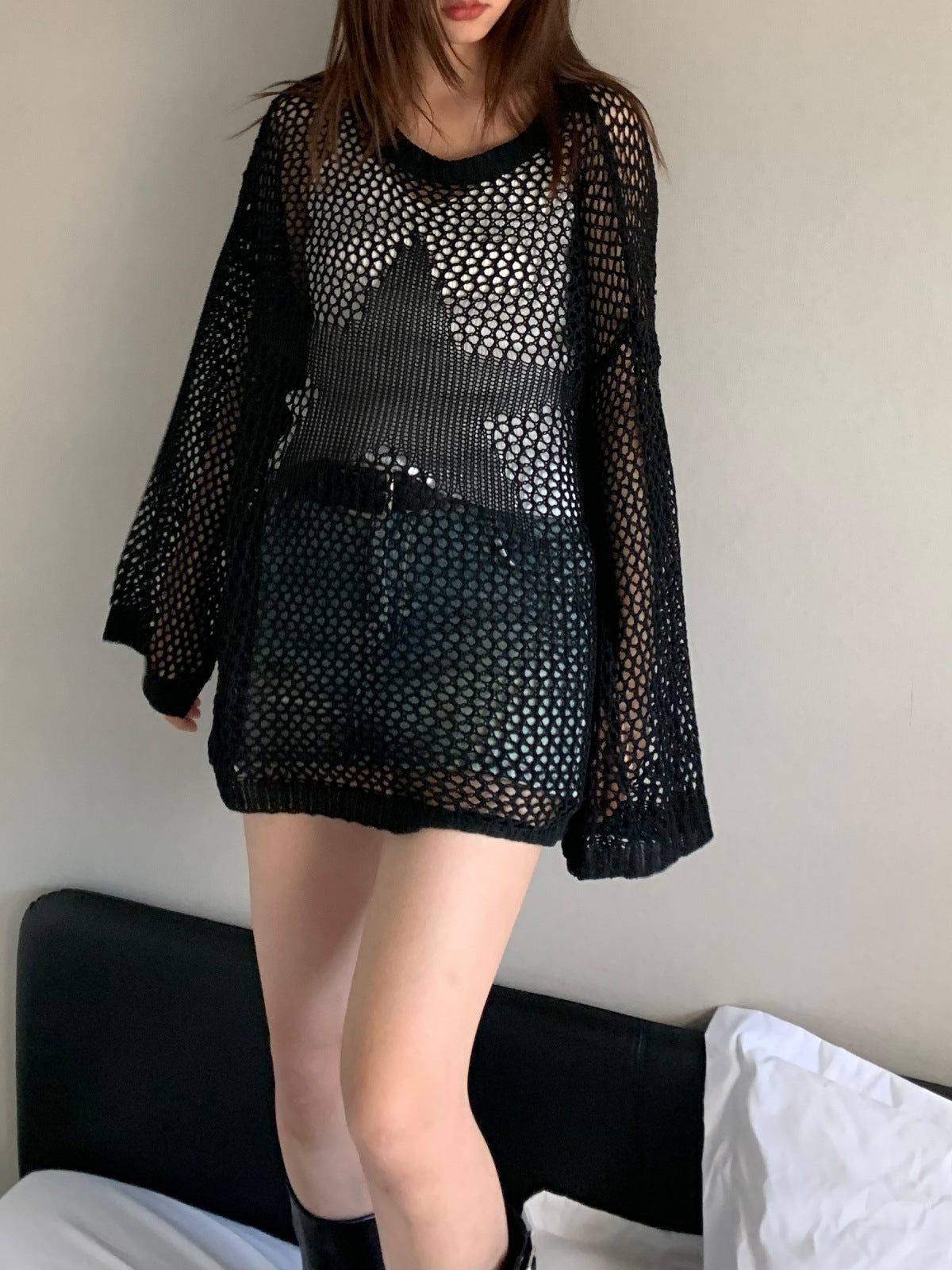 Star loose see-through knit