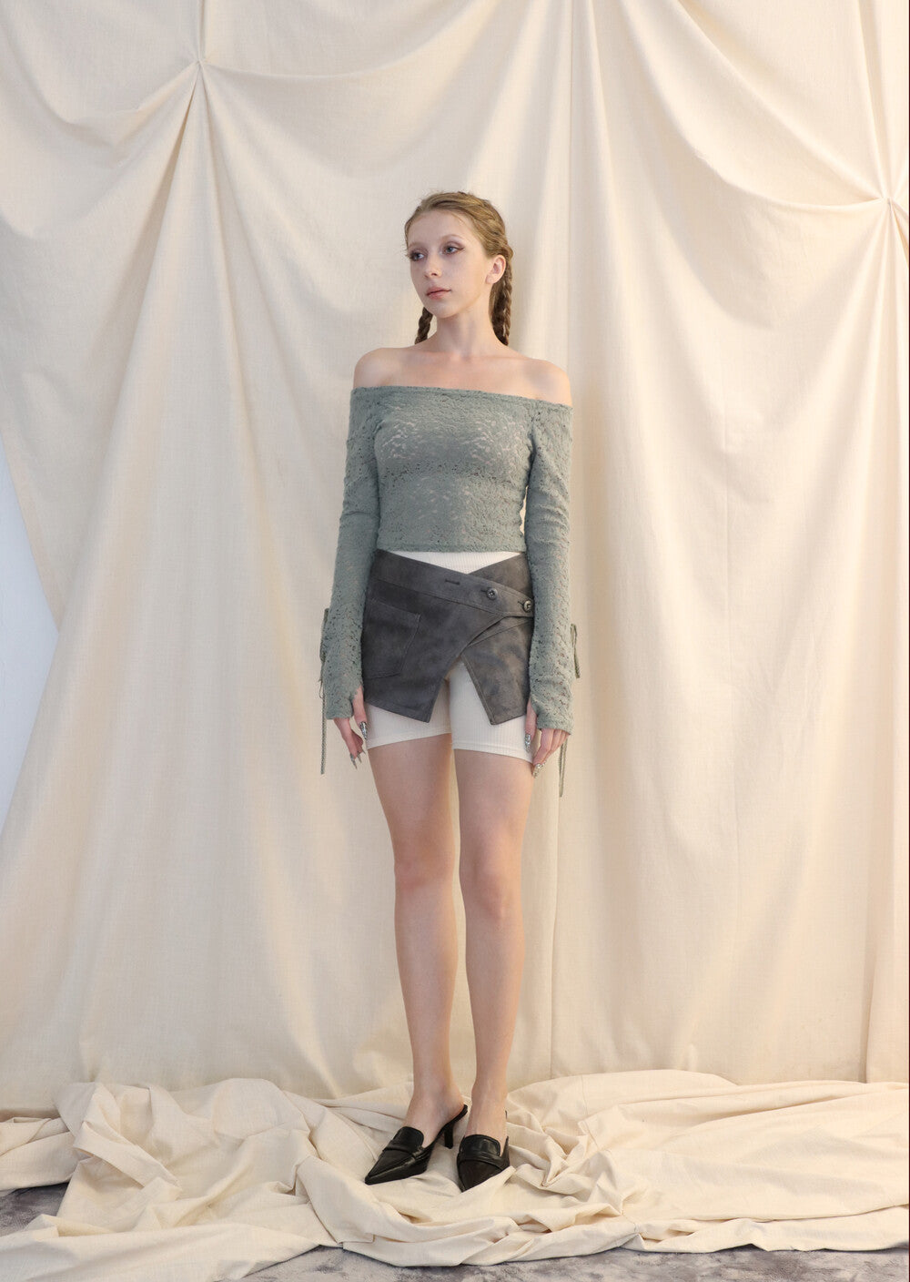 BELT WRAP SKIRT[gray]