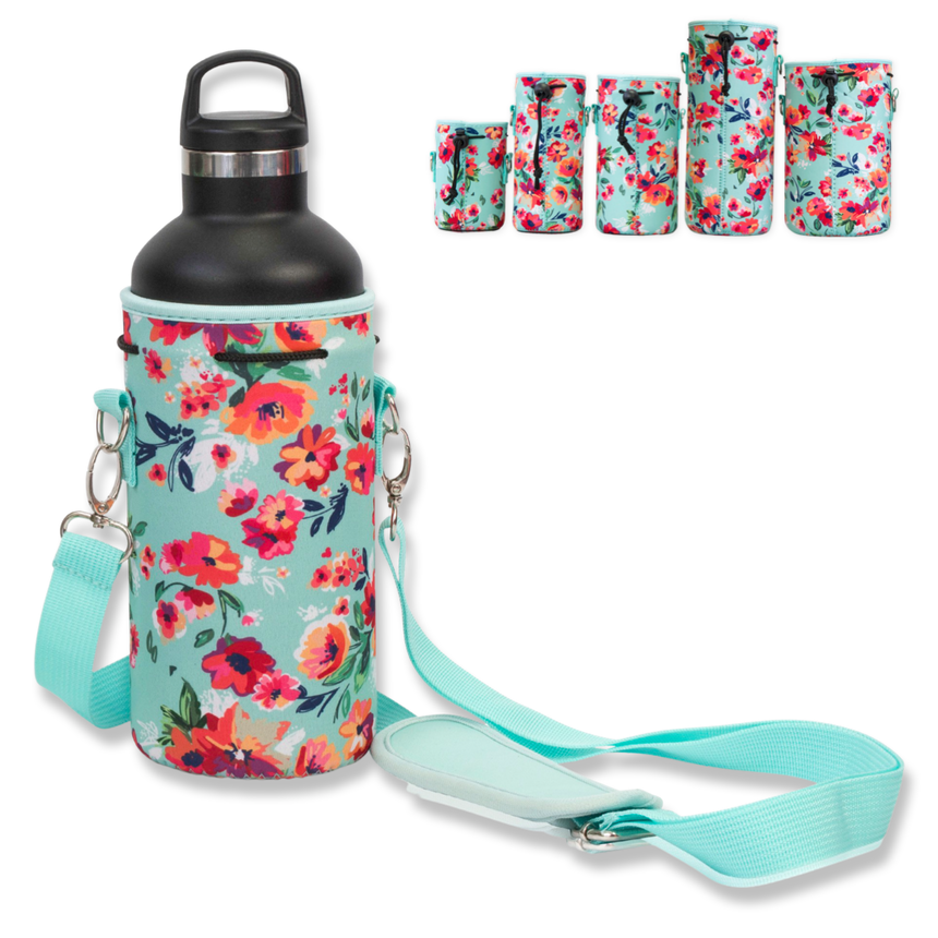 MagiDeal Water Bottle Carrier Insulated Pouch Holder Shoulder Strap 1L