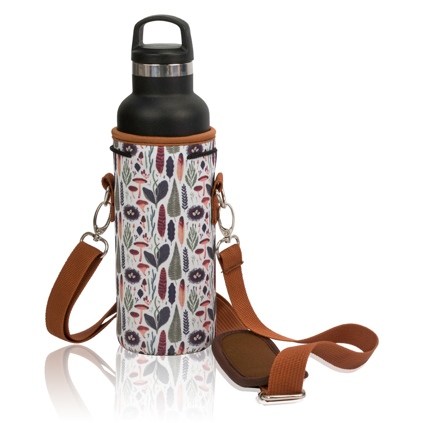 Made Easy Kit Neoprene Water Bottle Carrier Holder, Insulator w/ Adjustable Shoulder Strap, Size: Small (12oz), Brown