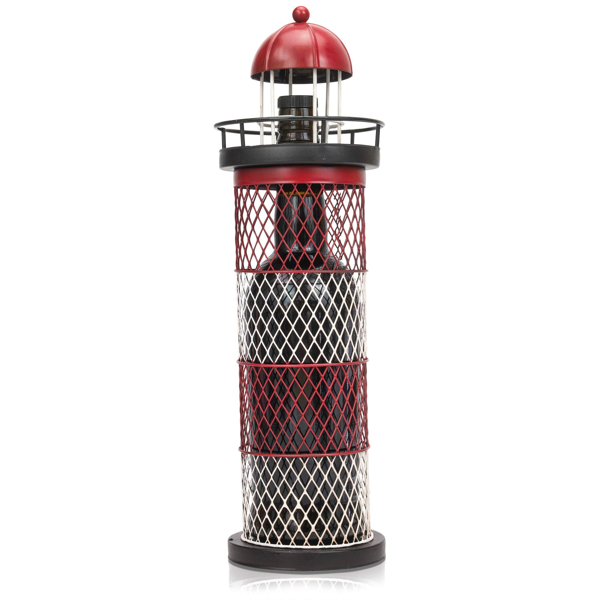 Lighthouse - Made Easy Kit Wine Bottle Display Holder Rack - Premium Setting Home Sculpture Statute - Metal Tabletop Functional Farmhouse Décor