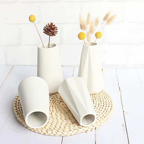 6 Small Ceramic White Modern Vases