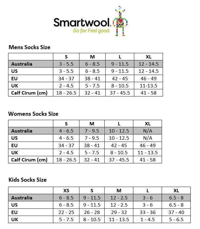 Smartwool socks sizing guide