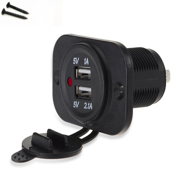 RED LED 12V DC Waterproof Dual Car USB Charger Socket Panel Mount – 12vtechnology