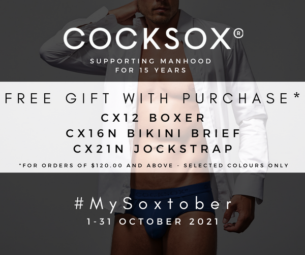 Promotional image for the Cocksox #MySoxtober 2021 free gift-with-purchase offer