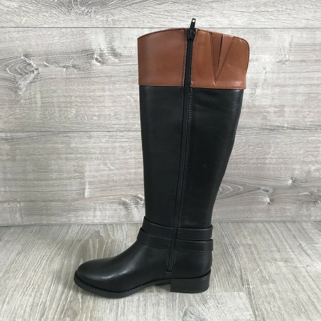 black and cognac riding boots