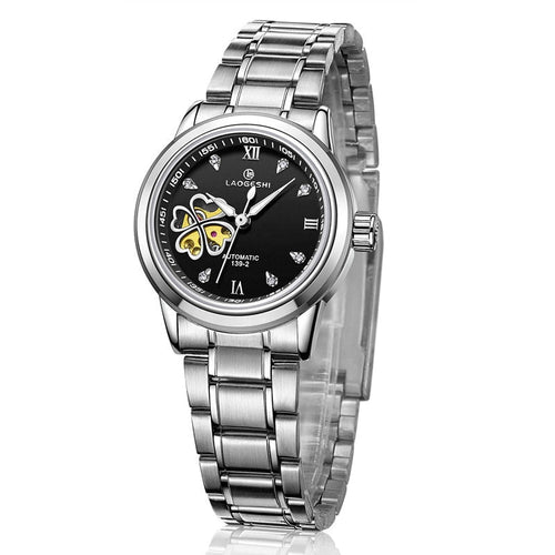 Awesome Diamond Dial Skeleton Ladies Watch