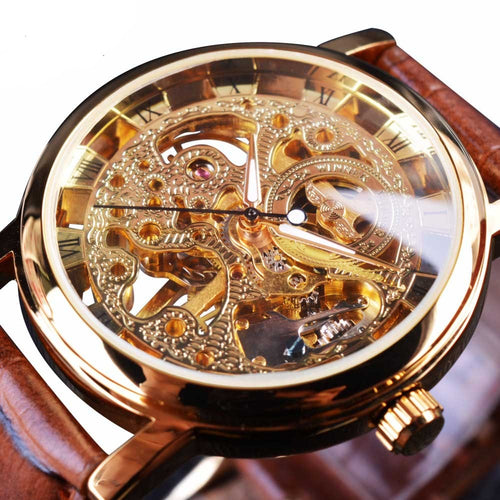 Fashion Luxury Hollow Skeleton Round Strap Wristwatch