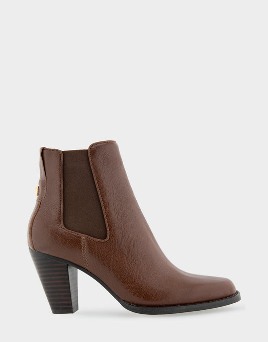 Brandi Brown Faux Leather Wedge Heel Ankle Boot – Aerosoles